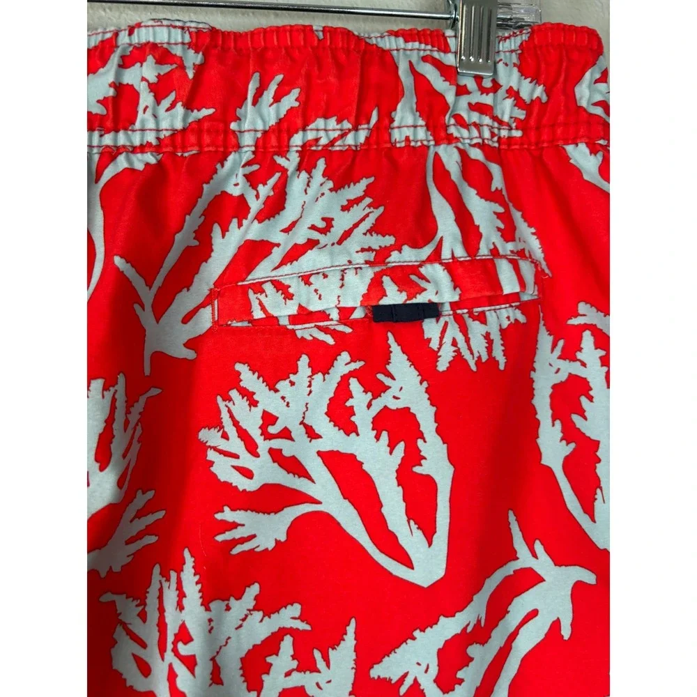 Nautica Mens Swim Trunks Red Coral Print Board Shorts‎ Mesh Lining Large
